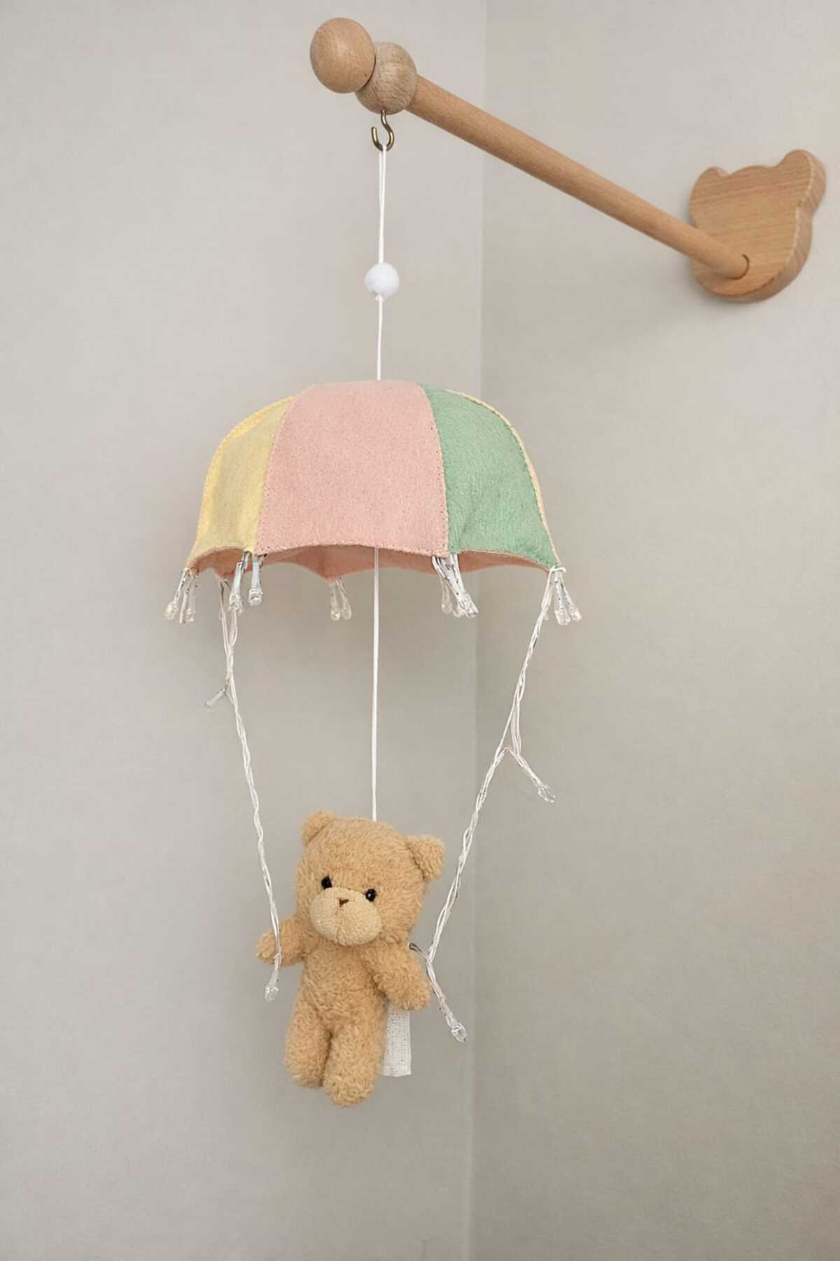 fn Keçe Ayıcıklı Işıklı Bebek Odası Gece Lambası – El Yapımı Şemsiyeli Duvar Dekoru fotoğrafı 4 (önizleme)