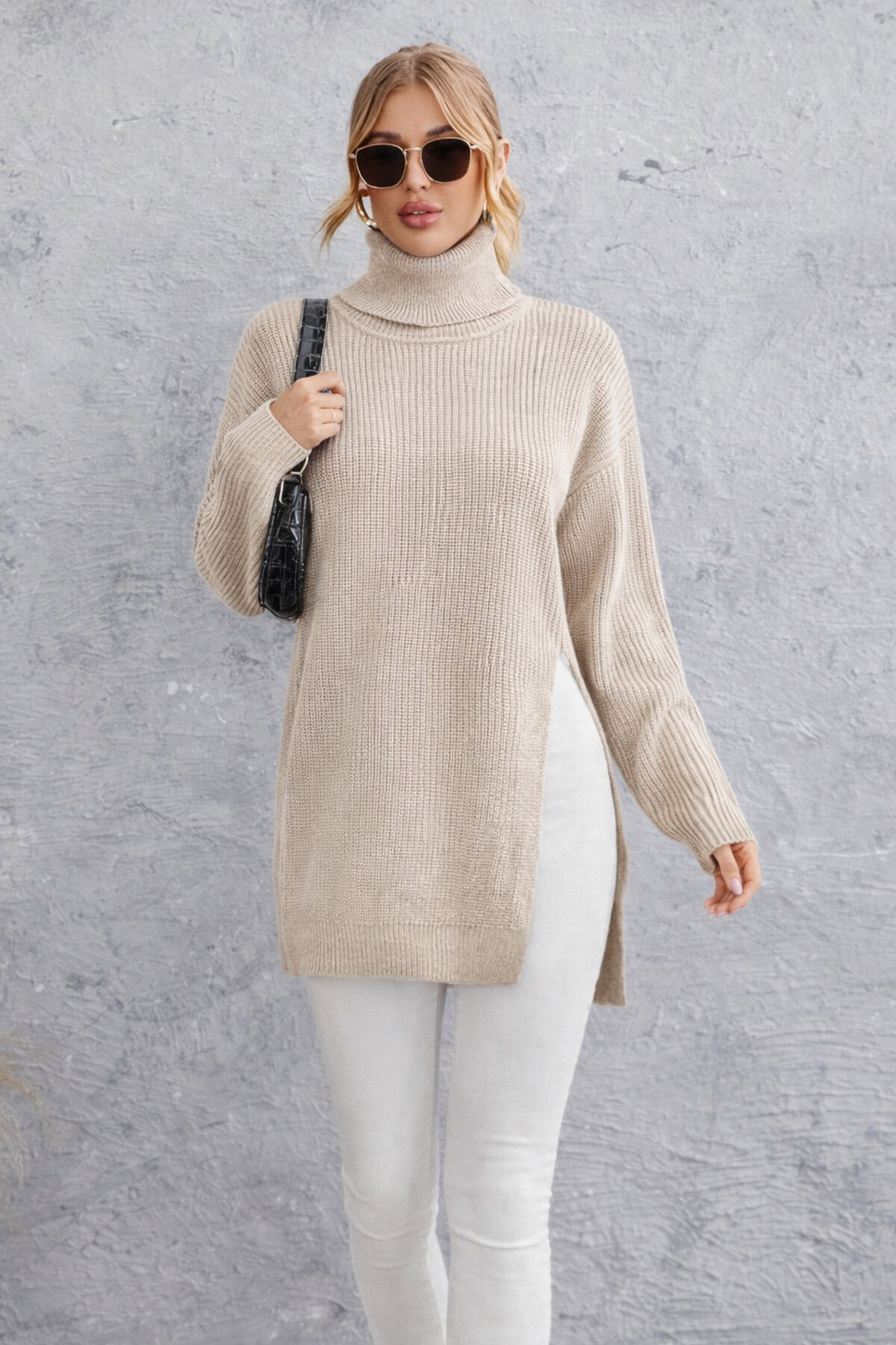 TOFİX textile  Trıko boğazlı yırtmaç tunik s beden - Görsel 2
