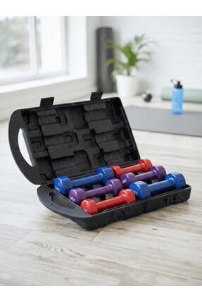 CKSpor 10 KG Renkli ve Çantalı Vinil Dambıl Seti – Demir Dolgulu, Vinly Kapla...
