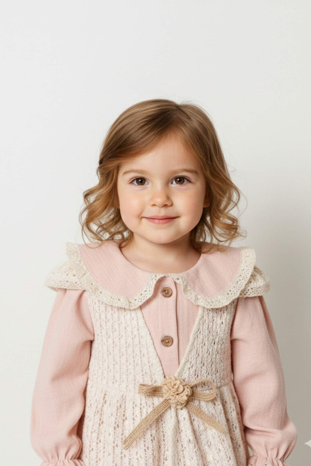 Bebezade Kız Bebek Viola Dantel Jileli Fırfır Yakalı Müslin Elbise fotoğrafı 4 (önizleme)