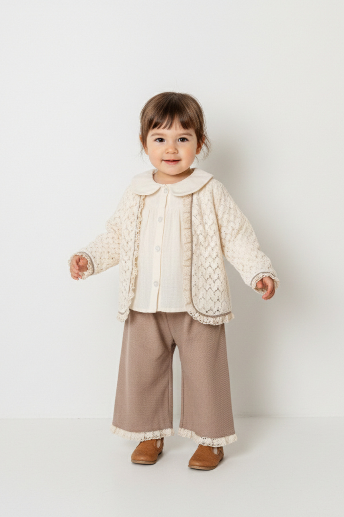 Bebezade Baby Girl | Children's Sofia Lace Cardigan and Pants Set