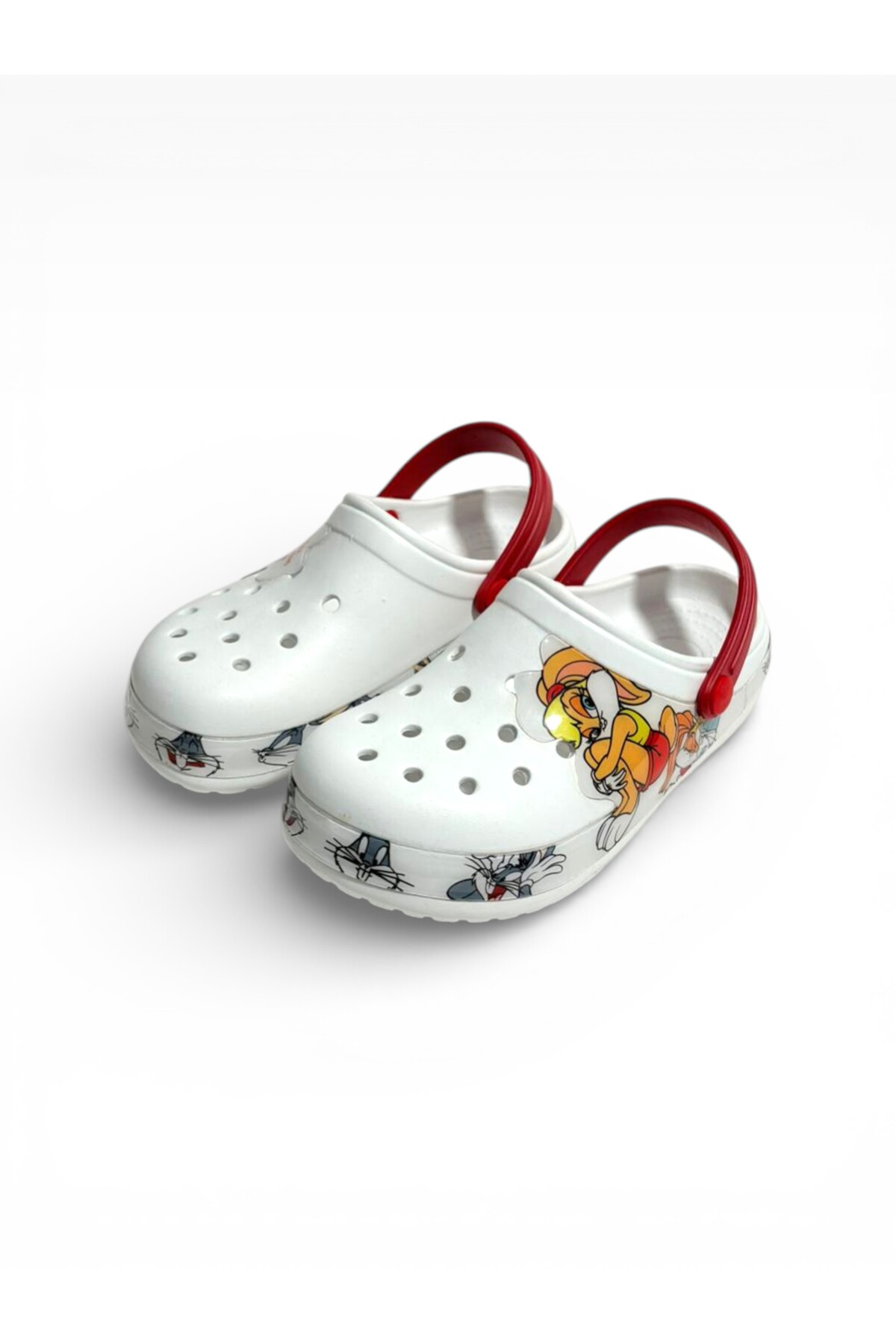 solariz Unisex Buggs Bunny ve Lola Bunny Figürlü Ortopedik Kaymaz EVA Taban Terlik Kırmızı görsel 5
