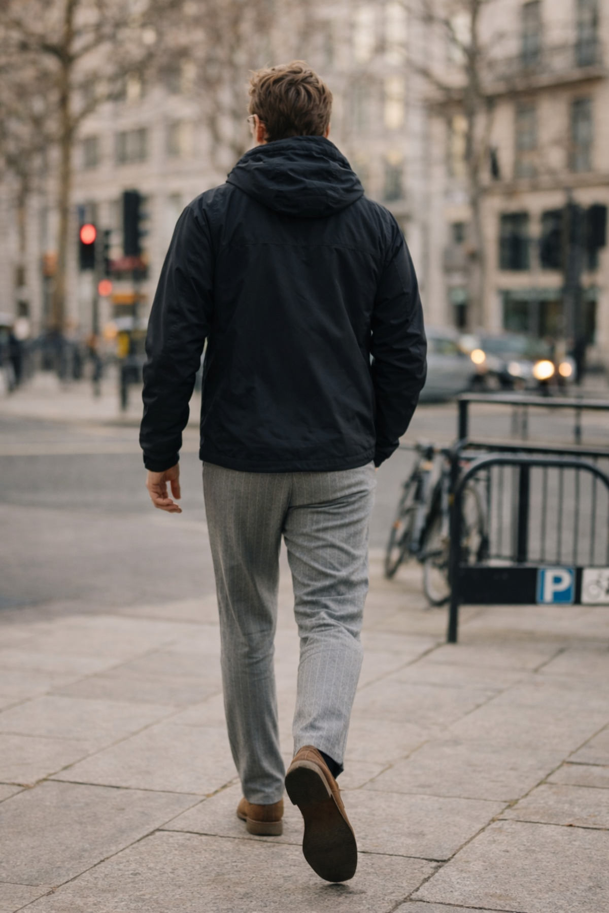 DAMGA JEANS Erkek Trend Kapşonlu Cepli Bol Siyah Yağmurluk görsel 5