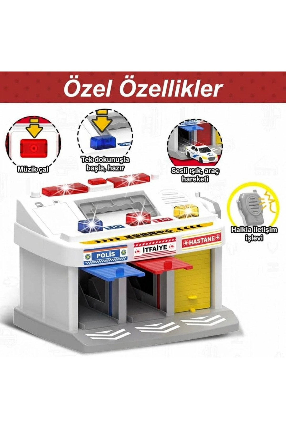 craftivio Sesli ve Işıklı Acil Durum Komuta Merkezi Garaj Seti - Telsizli, 3 Araçlı Eğitici Oyuncak fotoğrafı 3 (önizleme)
