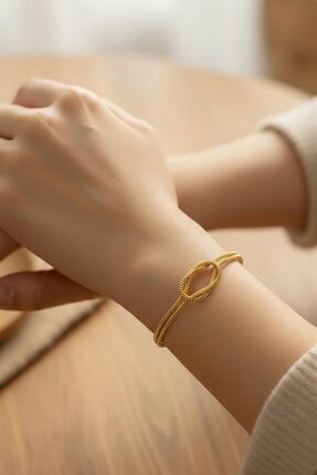 stainless steell Altın Renk Çelik Balık Sırtı Düğüm Bileklik - Istakoz kilit ...