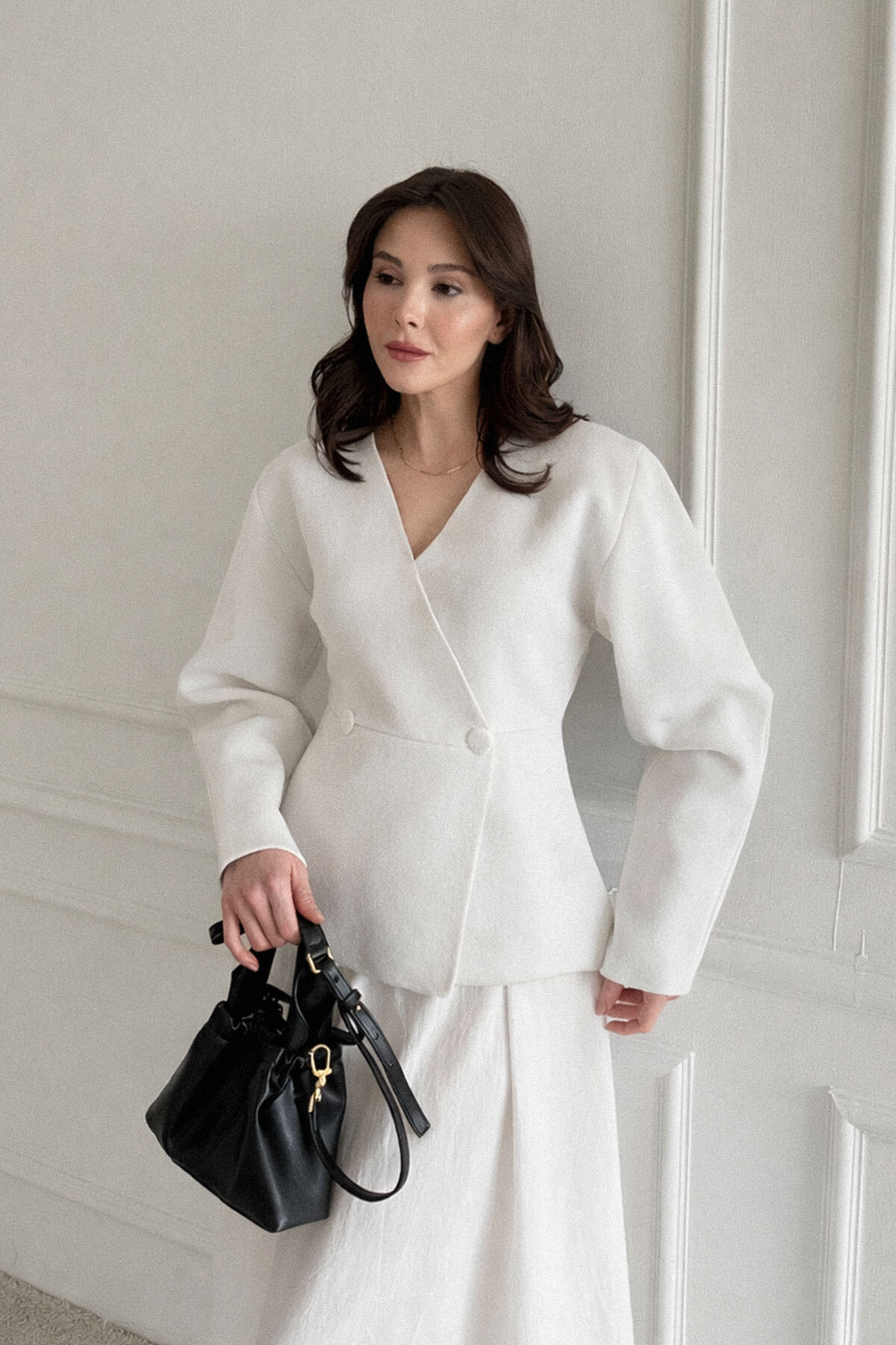 VESNA Double-Breasted Coated Knitwear Jacket