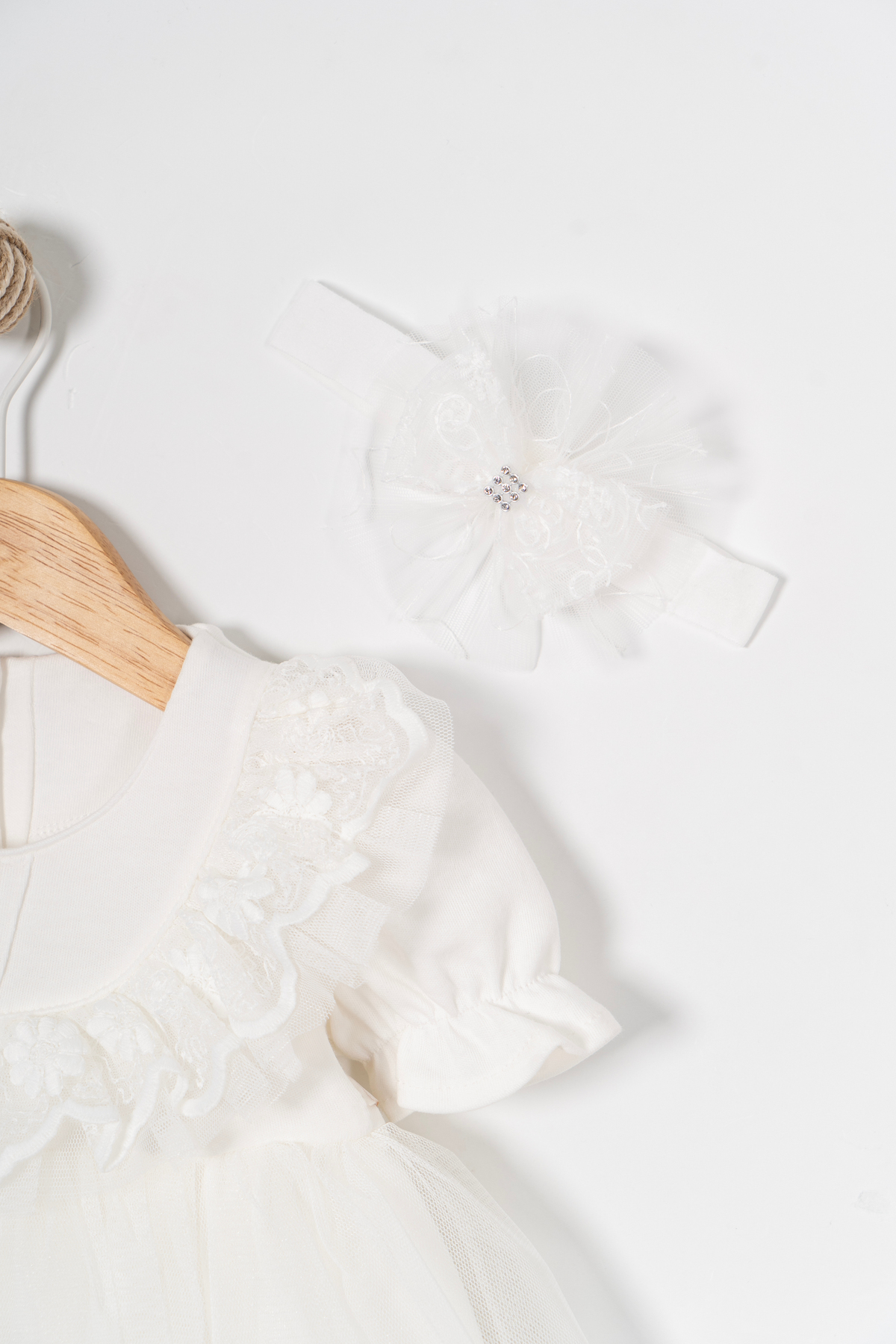 Miniday Baby Kız Bebek Mevlütlük Elbise Yazlık Bandanalı Dantelli Yeni Doğan Hastane Çıkışı Gelinlik Abiye 4010 fotoğrafı 5 (önizleme)