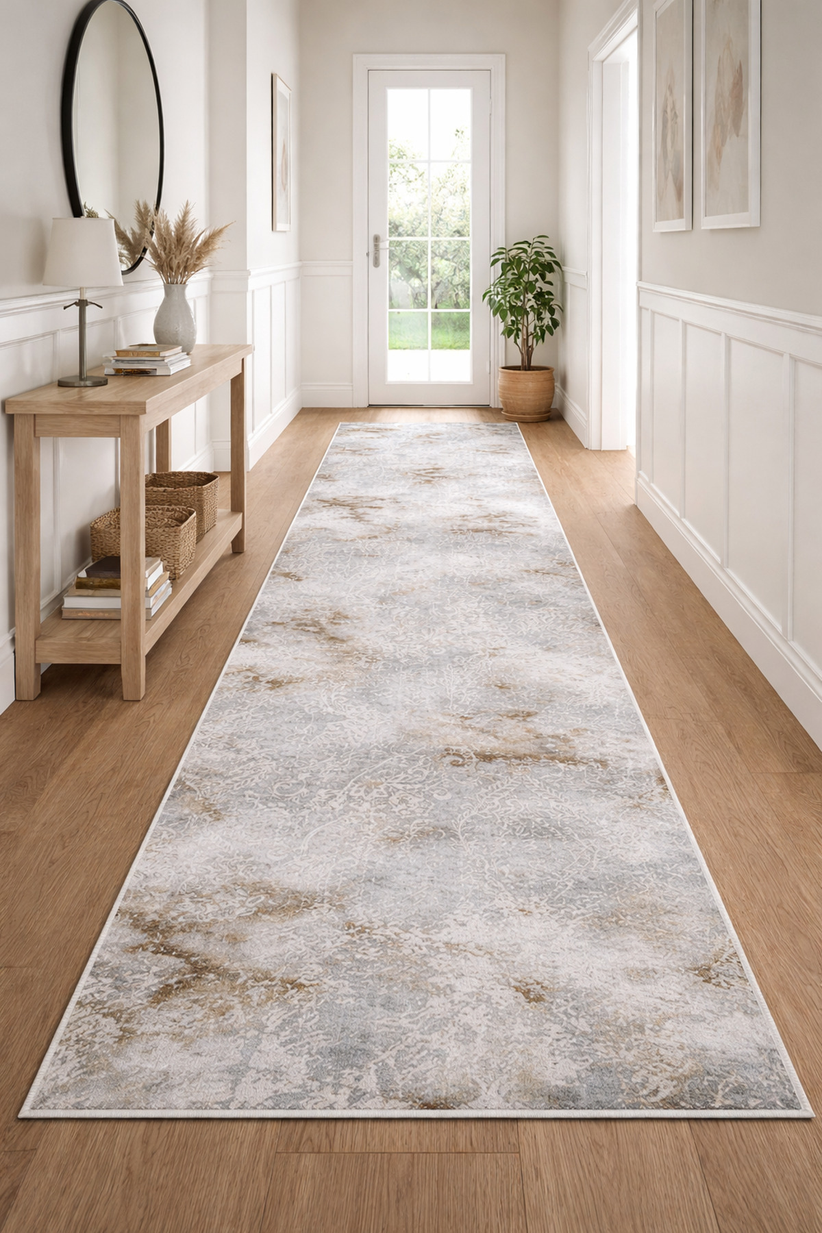 Runner Carpet 3018 Gray Anti-Slip Base Special Size Stainproof Washable Corridor Carpet