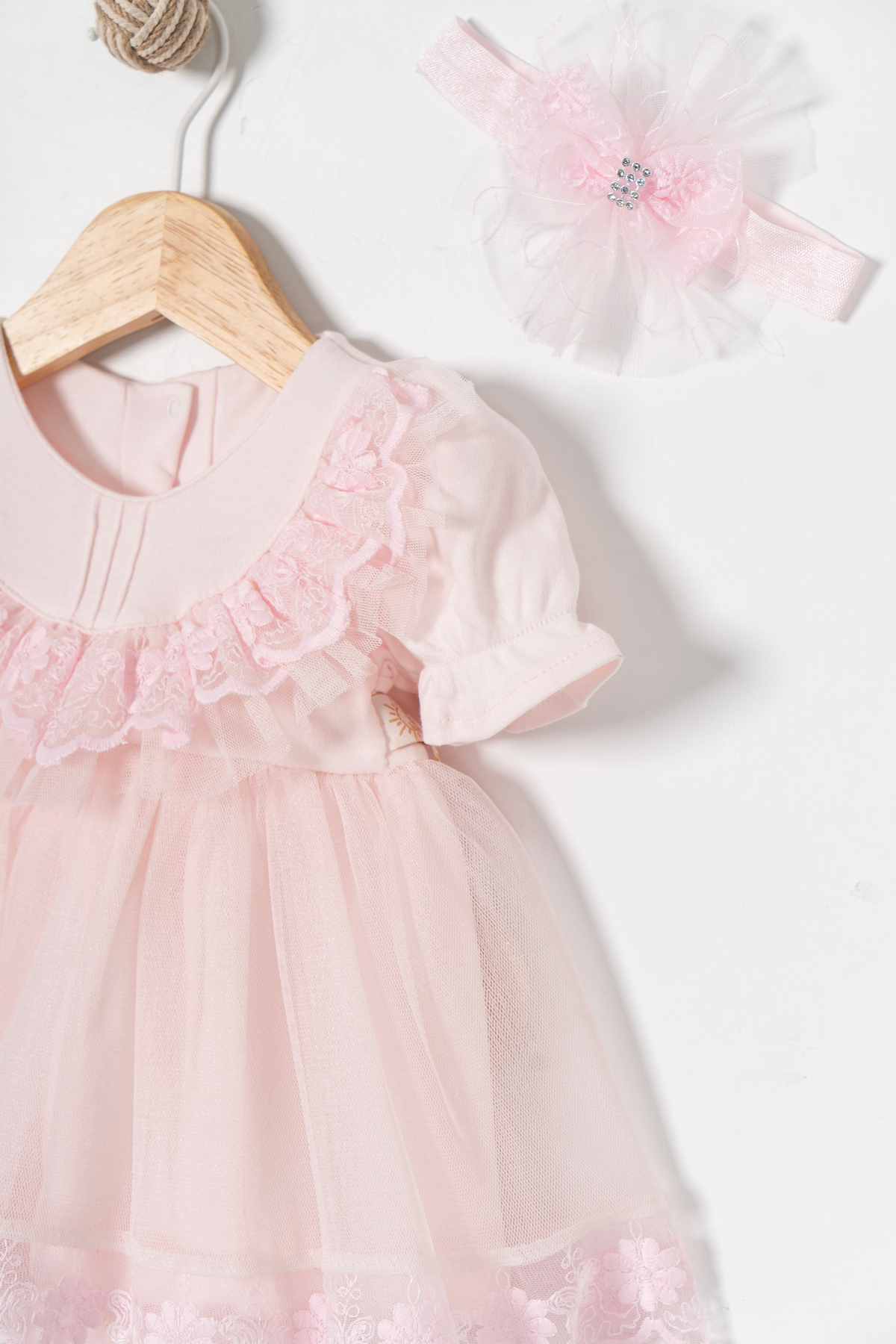 Miniday Baby Kız Bebek Mevlütlük Elbise Yazlık Bandanalı Dantelli Yeni Doğan Hastane Çıkışı Gelinlik Abiye 4010 fotoğrafı 5 (önizleme)