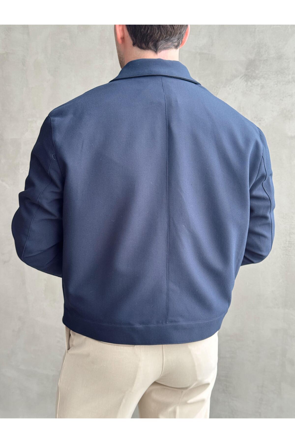 Moderk  Premium Kumaş Erkek Fermuarlı Oversize Kalıp Ceket - Görsel 5