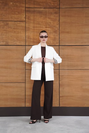 lidyasara Kadın Leopar Detaylı Blazer Ceket