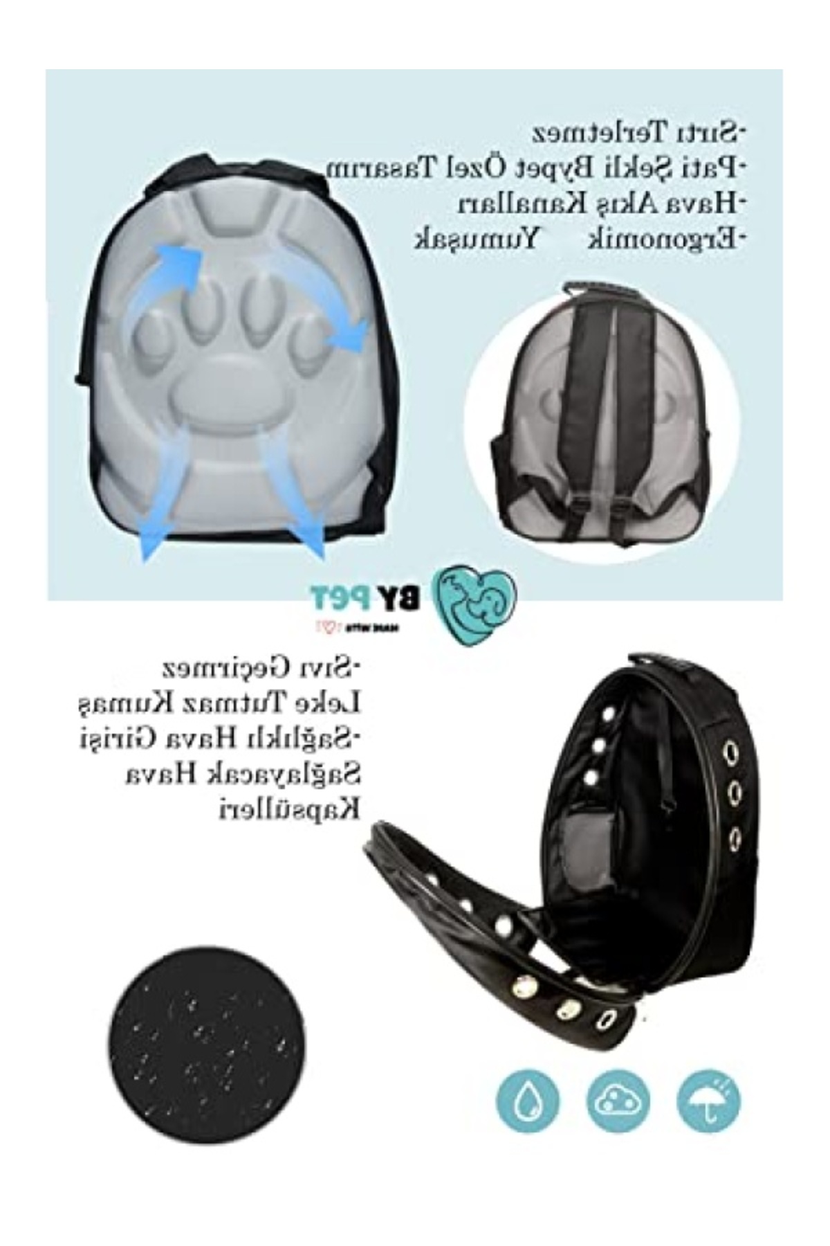 markentegra Şeffaf Astronot Tasarımlı Kedi Taşıma Sırt Çantası fotoğrafı 2 (önizleme)