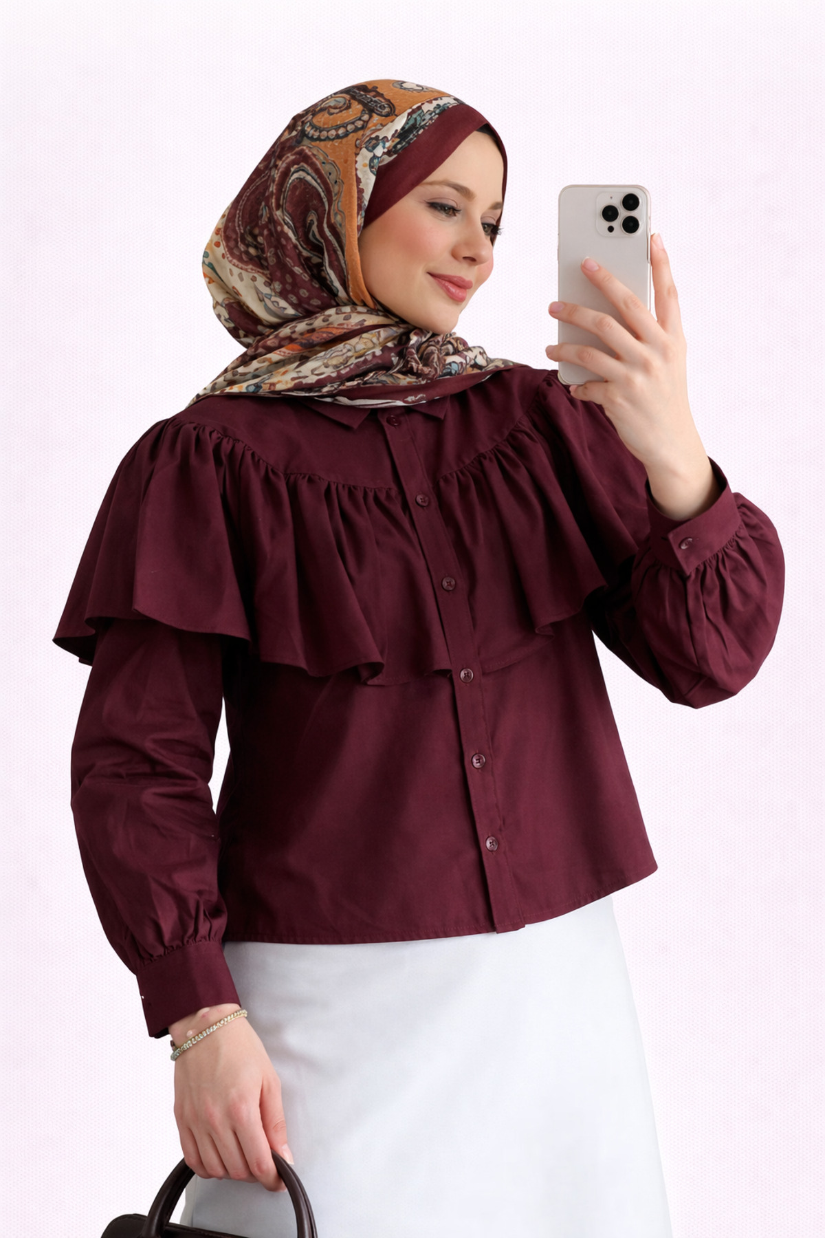 PIOVE  Fırfır Detaylı Uzun Kollu Gömlek – Midnight Blue - Görsel 2