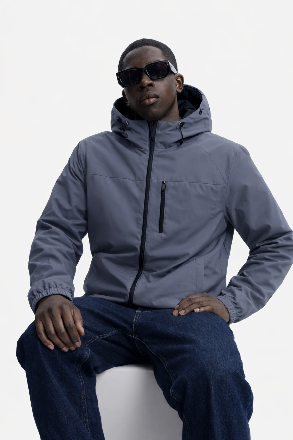 DAMGA JEANS  Erkek Astarlı Trend Oversize Füme Yağmurluk & Rüzgarlık - Görsel 4