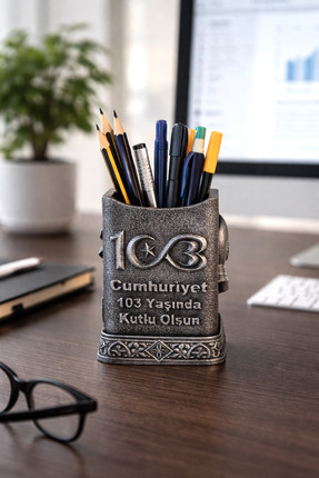 AF SANART Cumhuriyet Temalı Kalemlik Orjinal İşçilik Gümüş