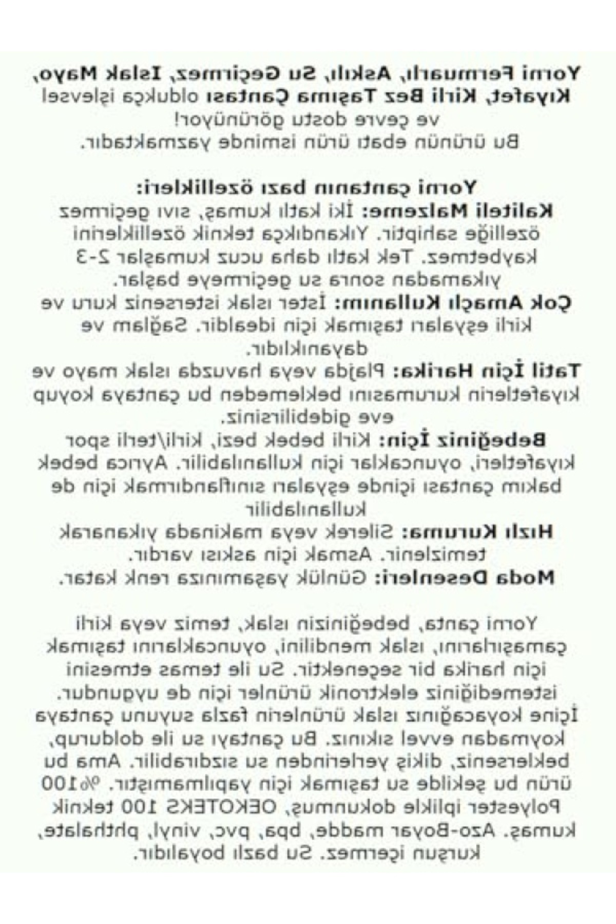 markentegra Su Geçirmez Taşıma Torbası - 30x37 cm, Beyaz fotoğrafı 3 (önizleme)