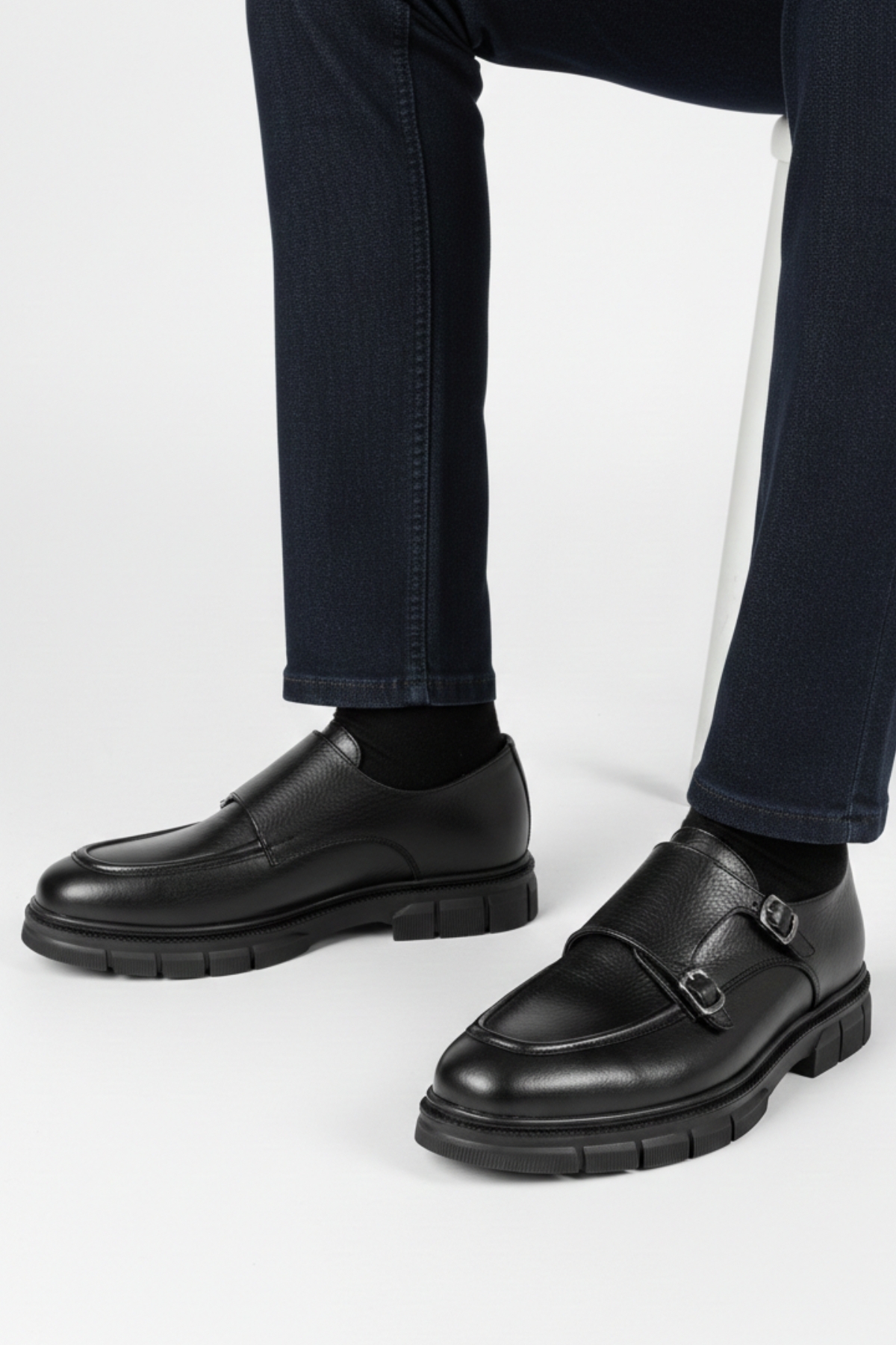 LUSIVE  Hakiki Deri Siyah Bağcıksız Rahat Erkek Klasik Ayakkabı LUASS28AL0049 - Görsel 3