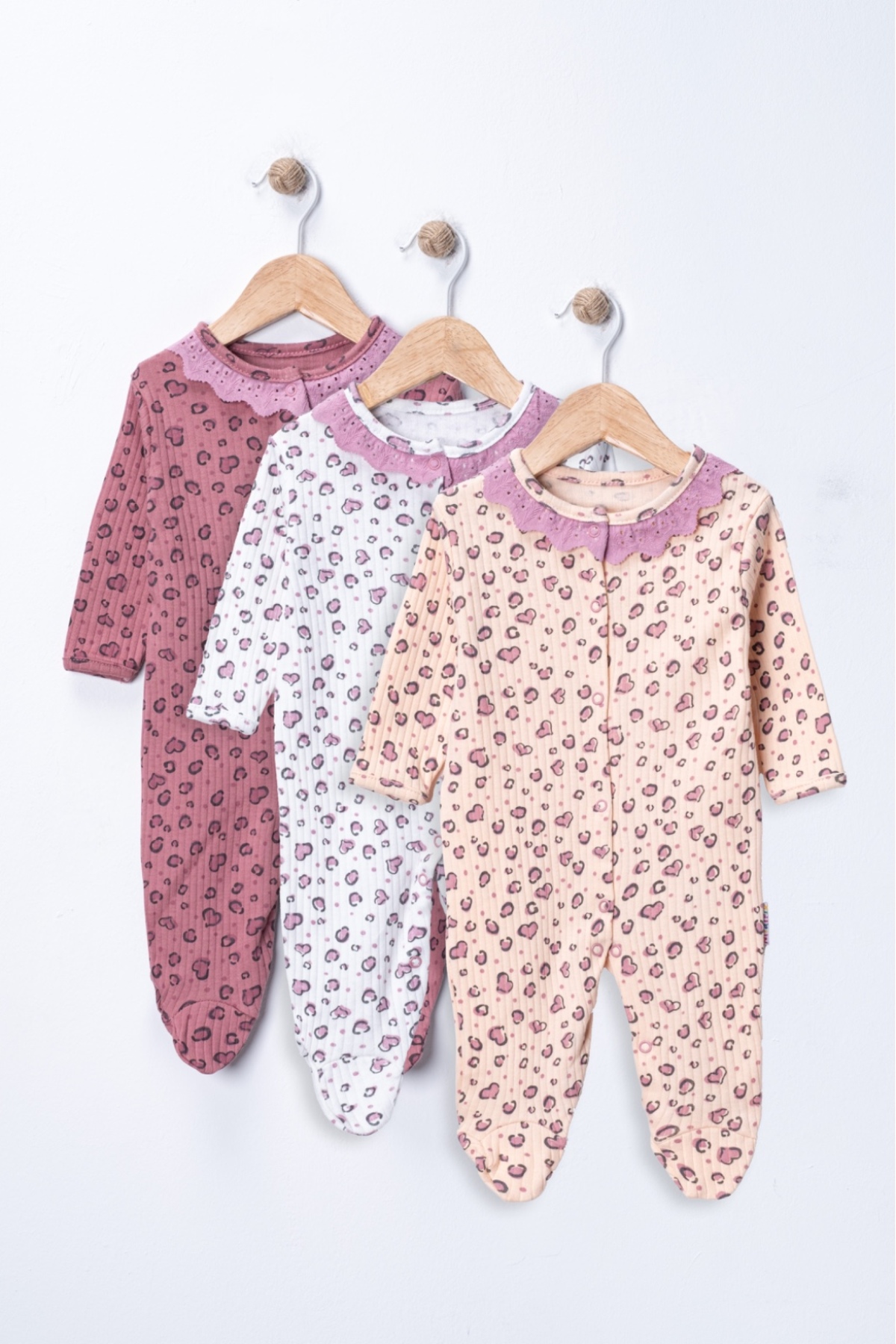 Baby Girl Floral 3-6-9 Months 3pcs Cotton 3pcs Footed Jumpsuit