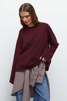 urban focus Sıfır Yaka Uzun Kol T-Shirt