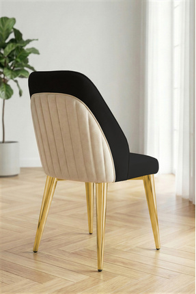 SANDERYA Nordic Serisi Krem-Siyah 1 Adet Modern Yemek Masası Sandalyesi | Mut...