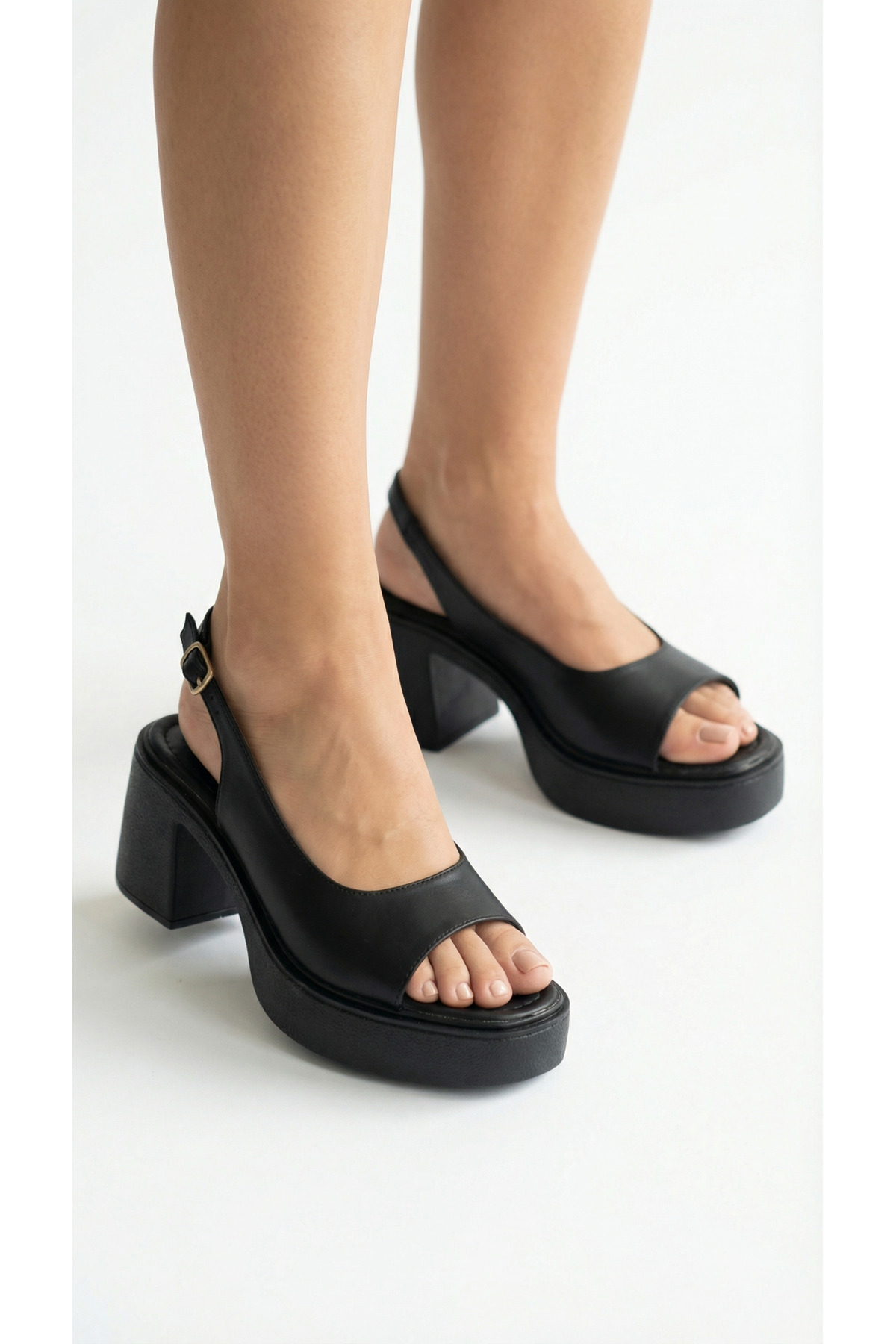 Covered Side Buckle Skin Women's High Heeled Ankle Buckle Summer Sandals