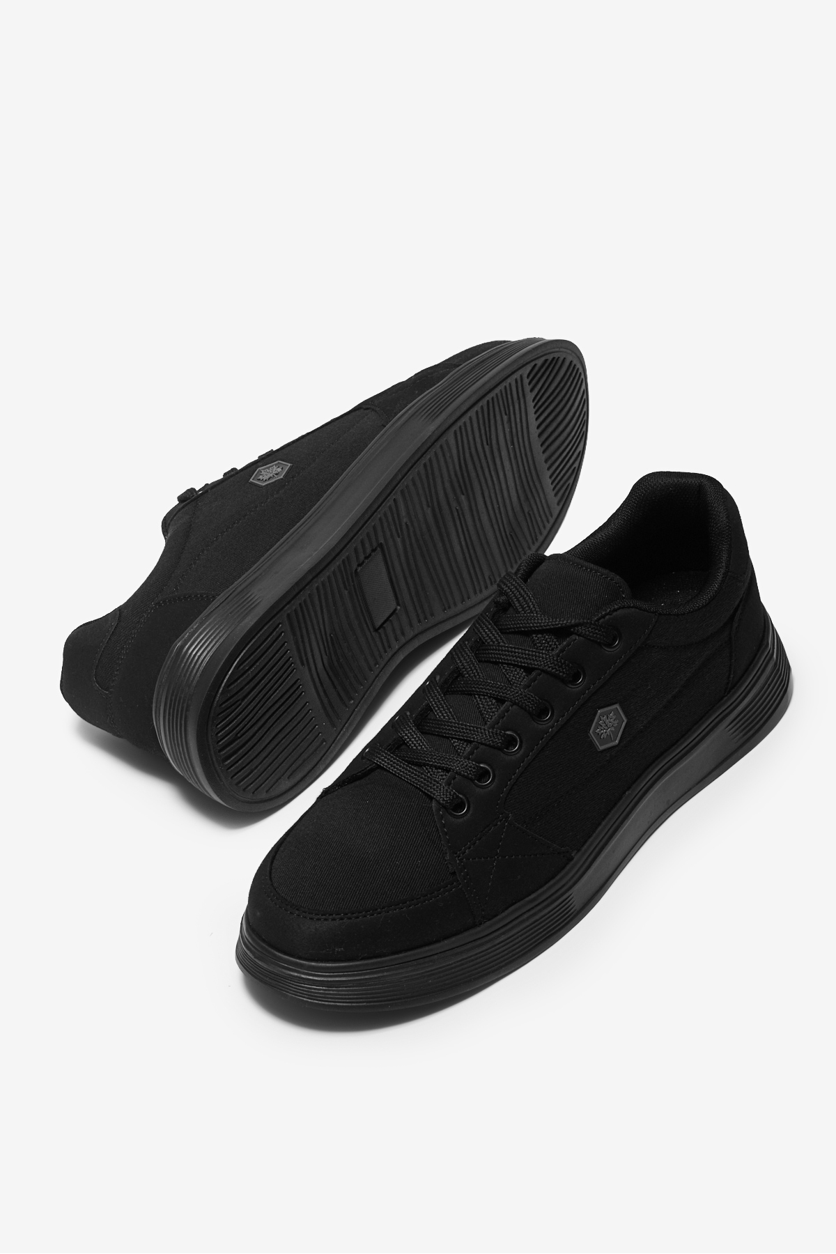 Tonny Black  Erkek Siyah Rahat Kalıp Faylon Taban Bağcıklı Spor Ayakkabı - Görsel 3