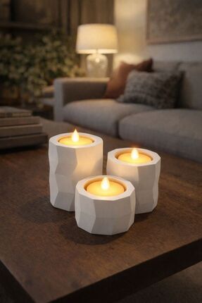 ESBODESİGN 🕯️ 3’lü Geometrik Mumluk Seti