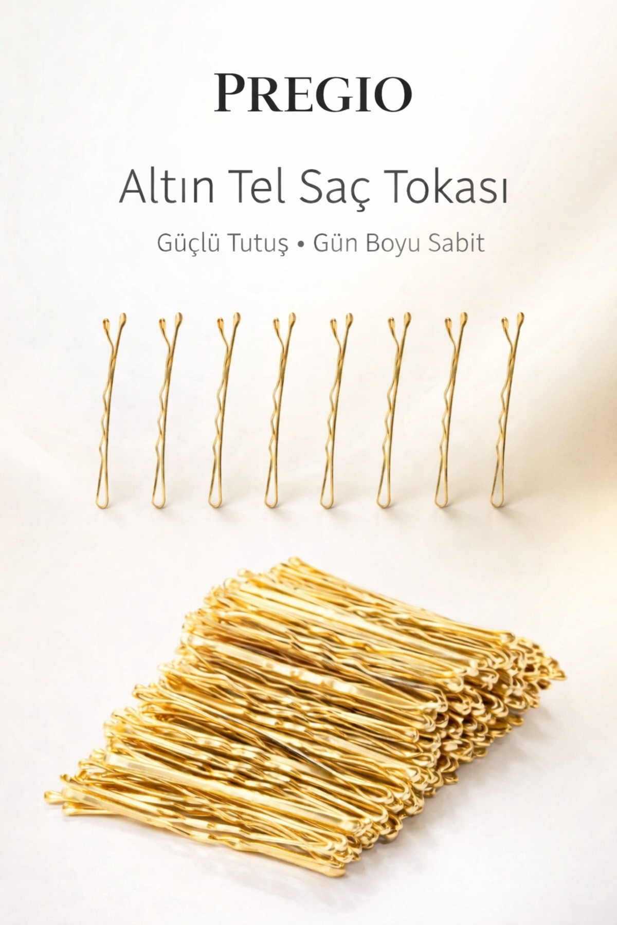 PREGIO Kadın Gold Renkli Tel Saç Tokası 10 Adet