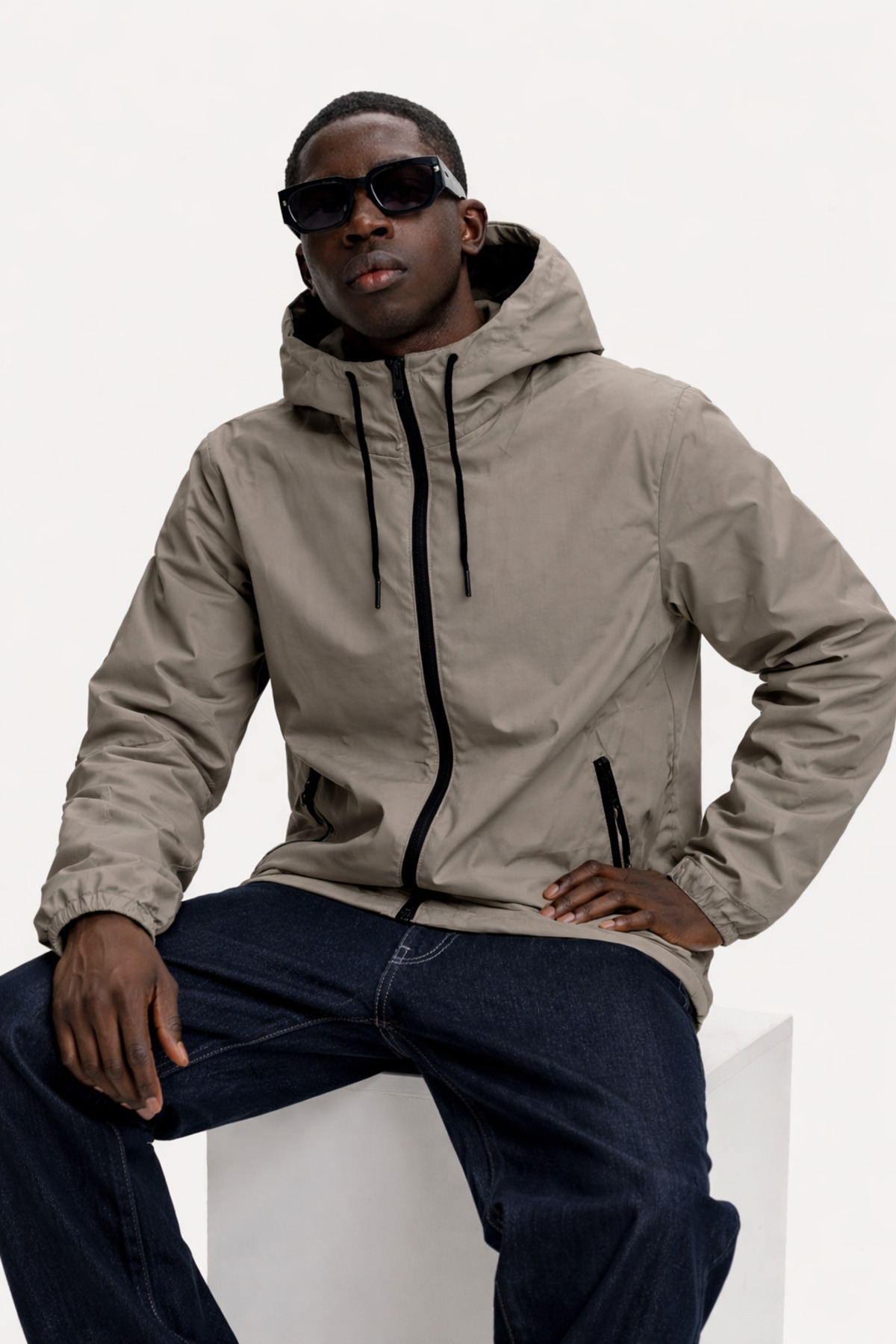 DAMGA JEANS Erkek Trend Fermuarlı Kahve Yağmurluk & Rüzgarlık görsel 6