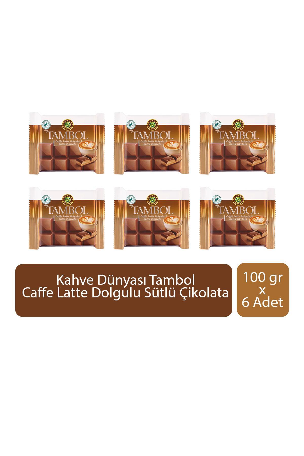 Kahve Dünyası Tambol Caffe Latte Dolgulu Sütlü Çikolata 100 gr x 6