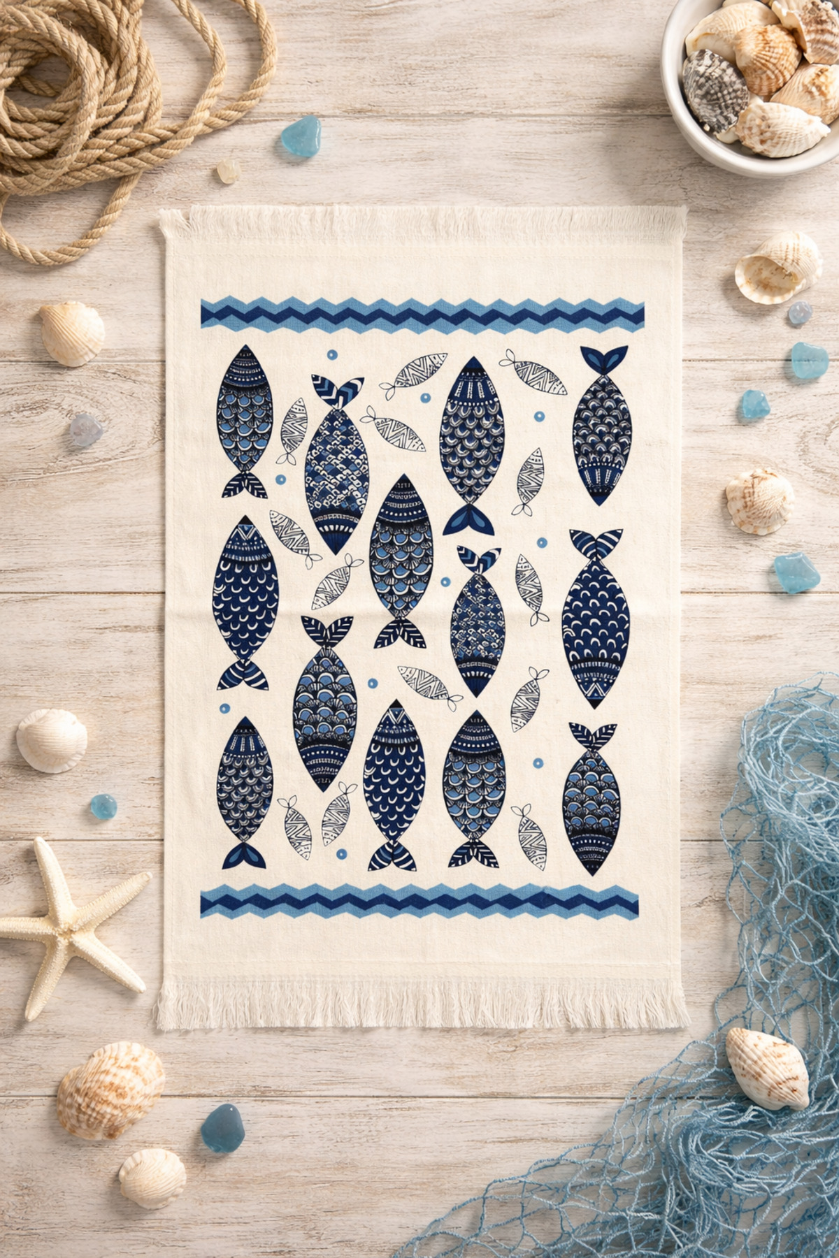 100% Cotton Fringed Digital Print Hand & Face Towel 40x60 cm–Soft Texture,Highly Water Absorbent Kitchen Towel