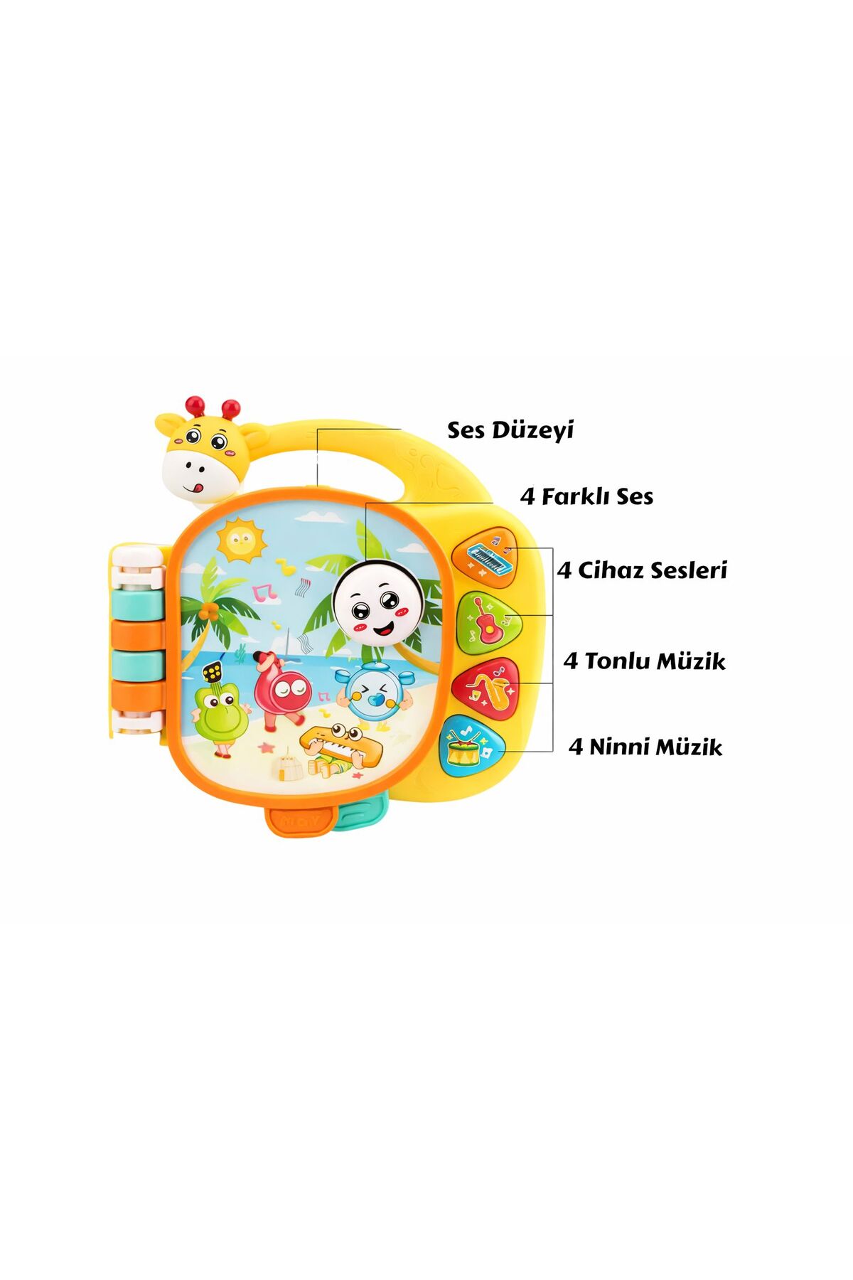 ZİVENTA Işıklı Ve Müzikli Zürafa Kitap Bebek Piyanosu Eğitici, Dokunmatik, Sesli Ve Renkli Oyuncak fotoğrafı 4 (önizleme)