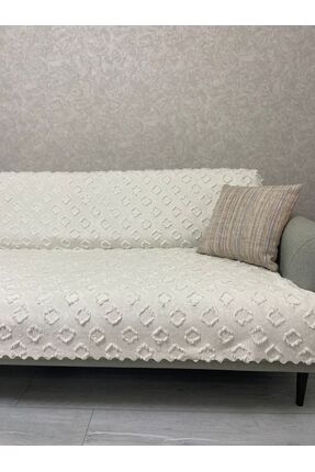 Bambus 175x215 Püsküllü Desenli Modern Kaymaz Taban Şönil Jakarlı Koltuk Örtüsü