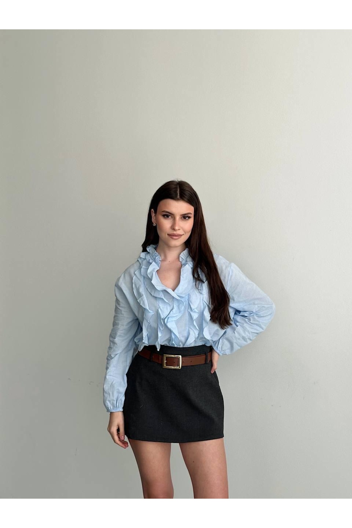 Ekim Store Fırfırlı V Yaka Tül Bluz - Fiyatı, Yorumları