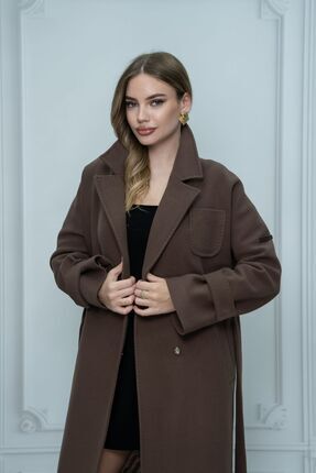 Eccim Fashion Sade Uzun Kadın Palto Kaban Ceket