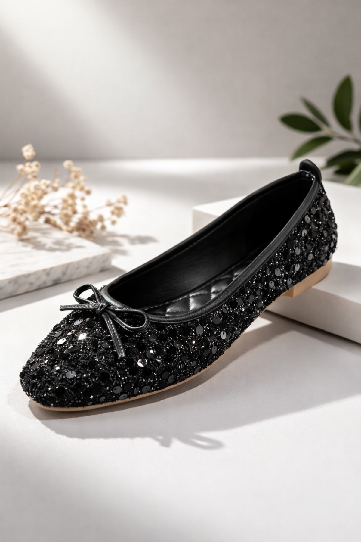 Aybar  Pullu Simli Fiyonklu Kadın Şık Günlük Babet - Görsel 5