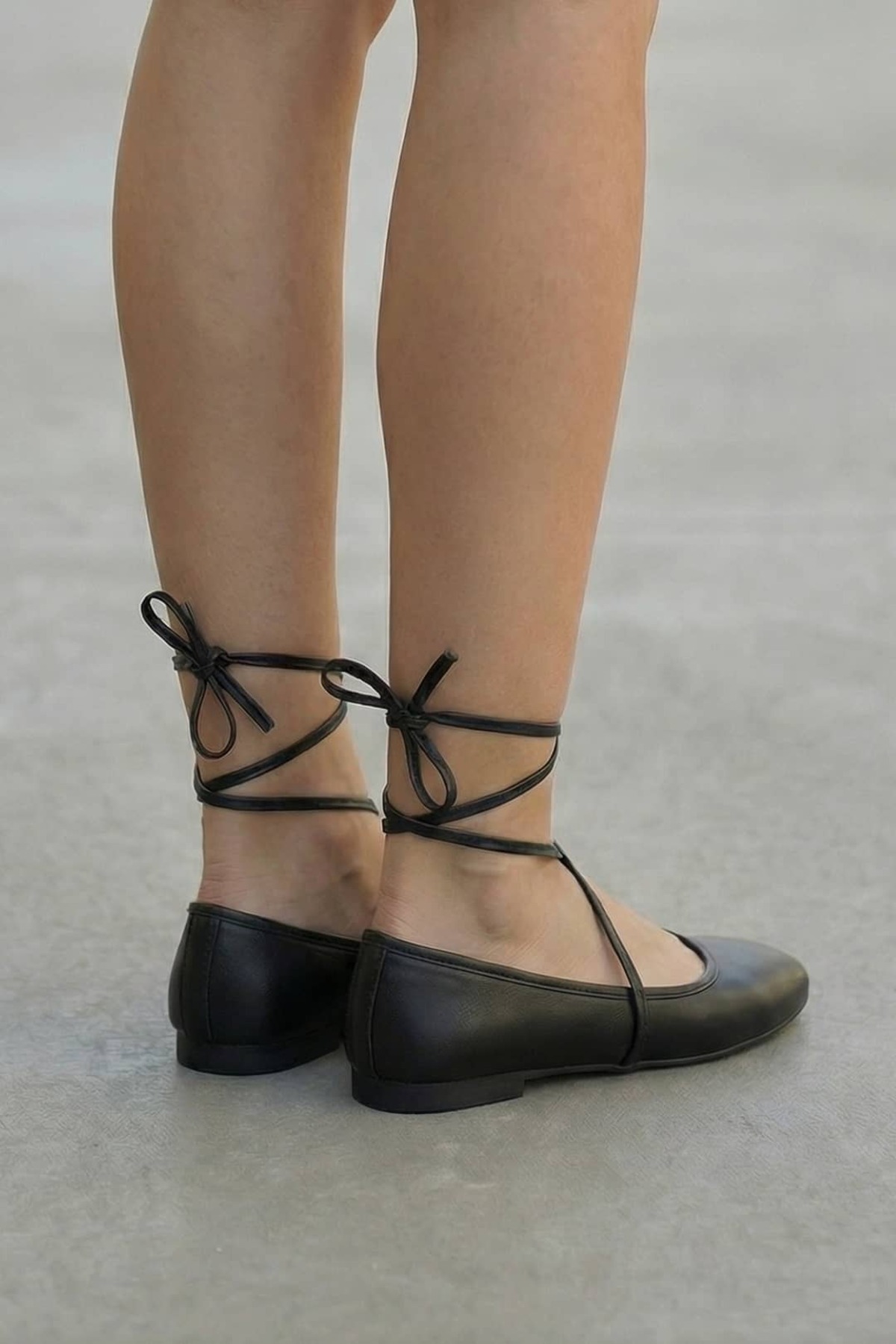 NAVİSHOES  Siyah Kadın Bilekten Bağlamalı İpli Bağcıklı Babet - Yazlık Çeyiz Bohça B04NAV - Görsel 3