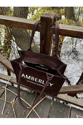 Amberley Premium Kanvas & Süet Kahverengi Çarm Askılı Tote Çanta | Nice