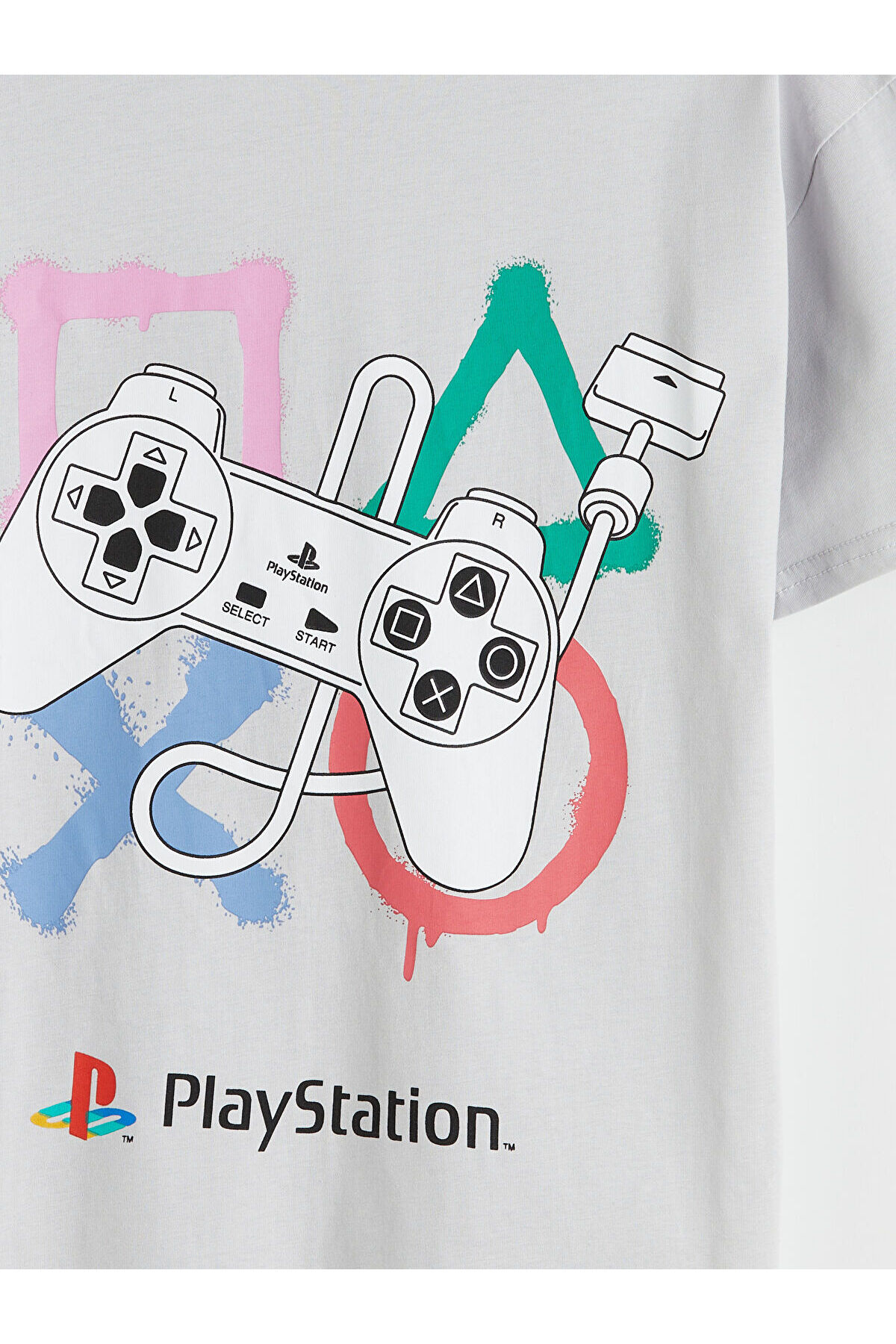 LC Waikiki Gri Bisiklet Yaka PlayStation Baskılı Erkek Çocuk