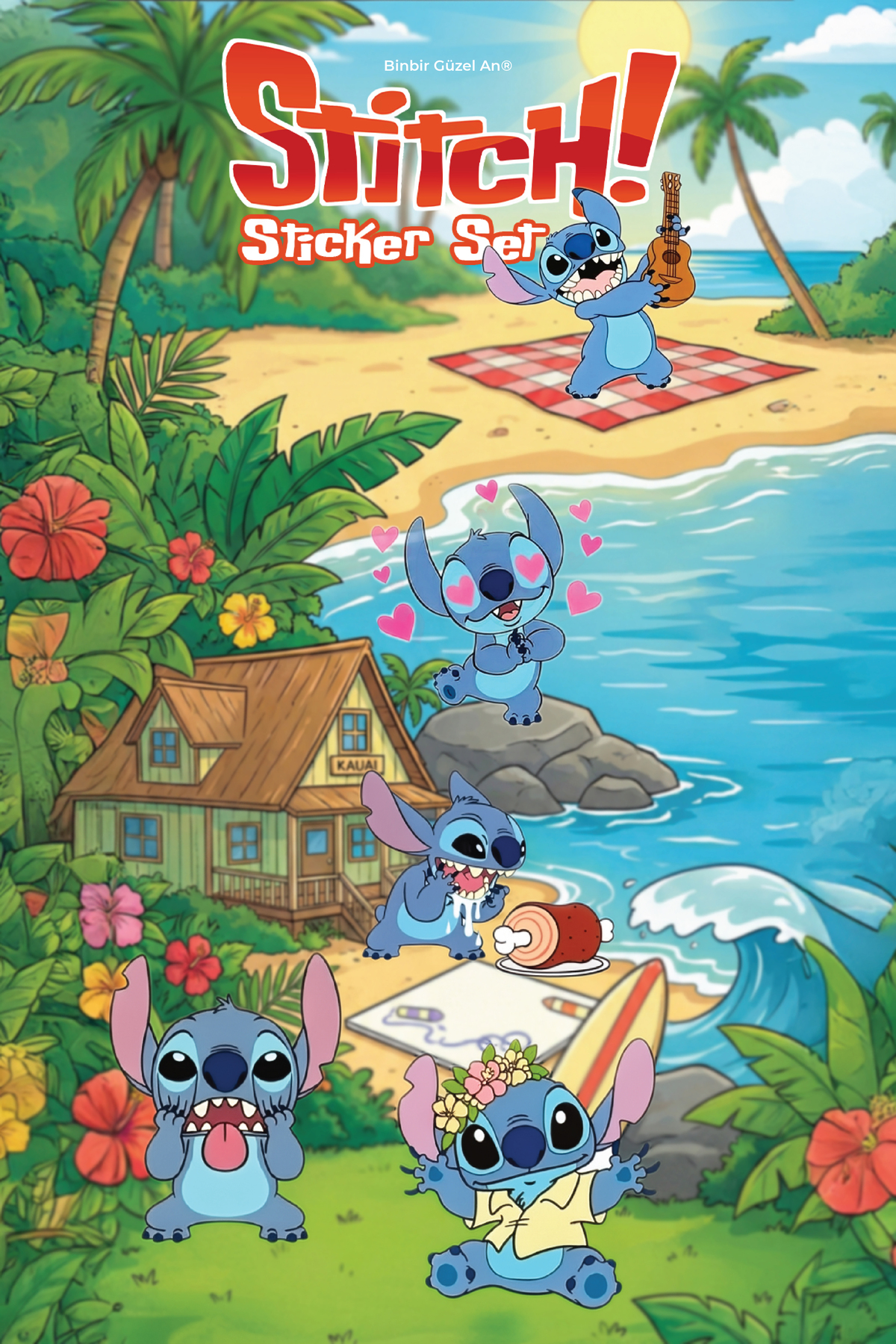 Binbir Güzel An Stitch Sticker / Etiket (Ajanda, Scrapbook, Bullet ...