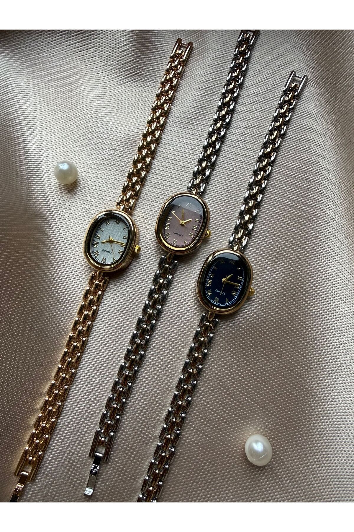 rubsey  Retro Minimal Metal Kordon Vintage Kadın Kol Saati Altın - Görsel 8