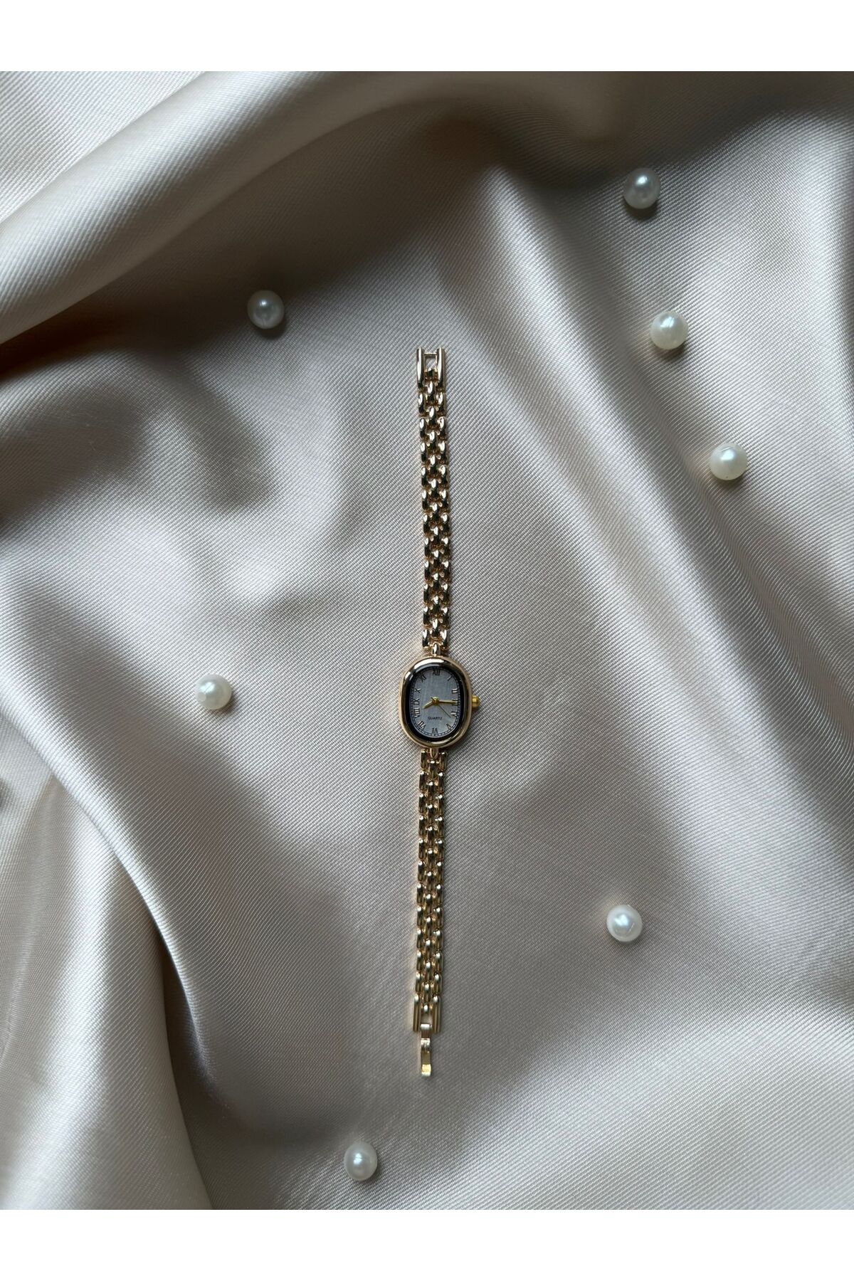 rubsey  Retro Minimal Metal Kordon Vintage Kadın Kol Saati Altın - Görsel 3