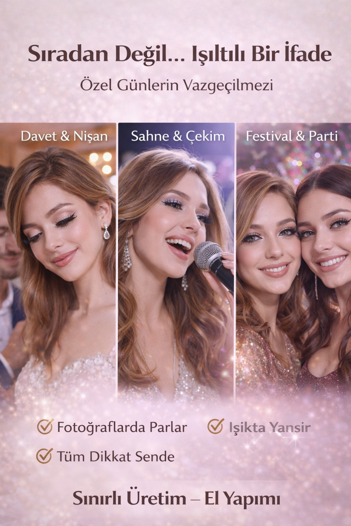 Rhinestone Taşlı Takma Kirpik Seti 5 Çift – Özel El Yapımı Işıltılı Model, Davet & Gece Makyajı — ALR-RHSTNOSTAŞ5 — تصویر 4 از 5