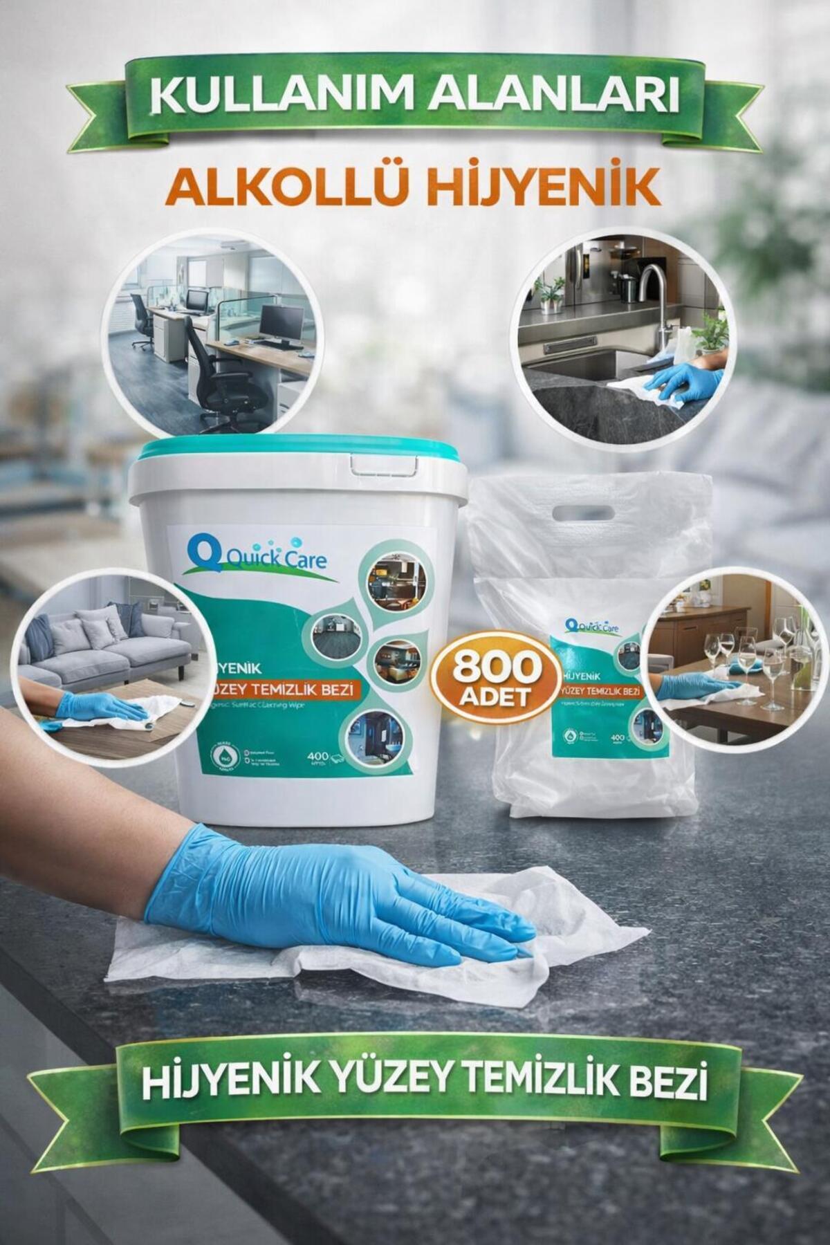 QUICKCARE Dezenfektanlı Hijyenik Yüzey Temizlik Havlusu Kova +