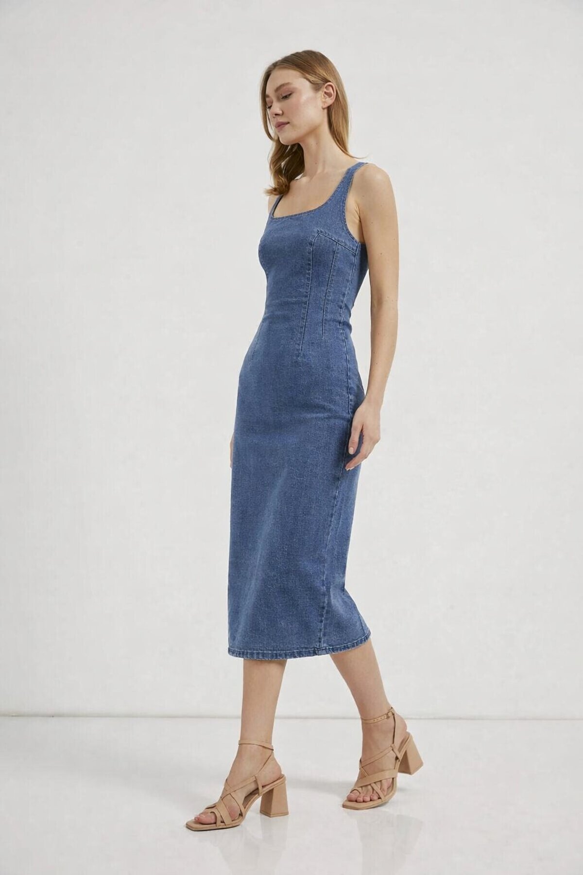 Arma Life  ARMALIFE 107 ARKASI YIRTMAÇLI ULTRA ESNEK DENİM KADIN ELBİSE - Görsel 2