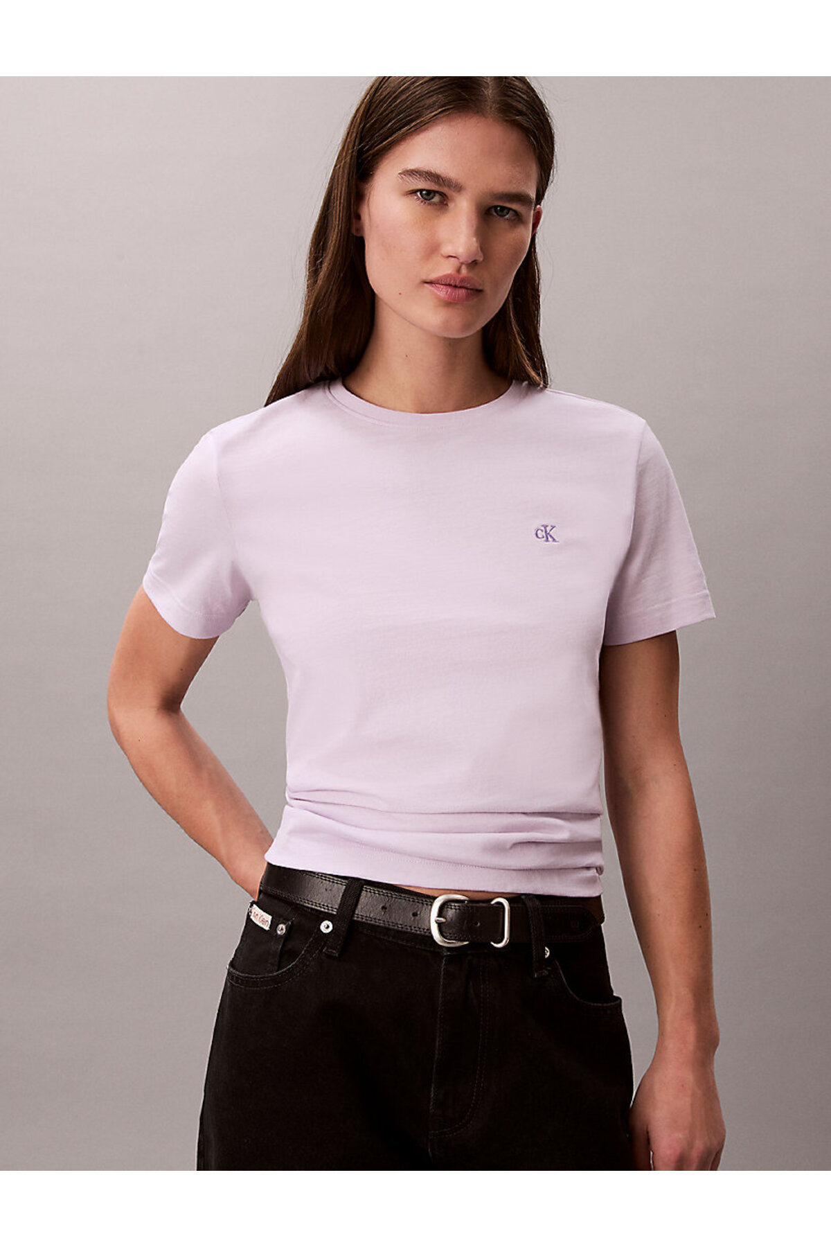 Calvin Klein Kadın SS Monogram Detaylı Bisiklet Yaka T-shirt