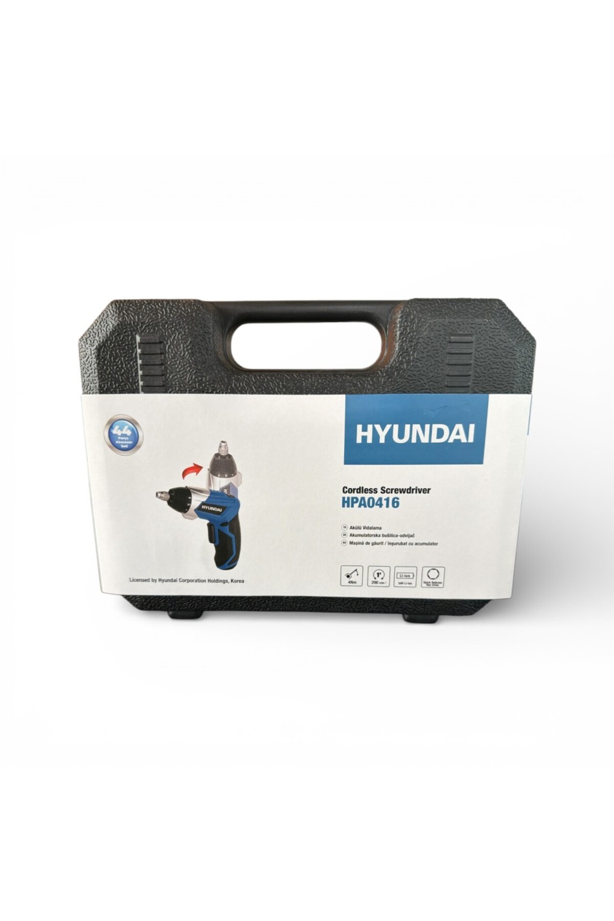 دریل شارژی HPA0416 با ولتاژ 4V و ظرفیت 1.3Ah، گشتاور 4Nm و سرعت 200 دور در دقیقه، با سری 1/4 اینچ هکس لاک‌دار