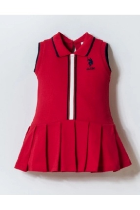 U.S. Polo Assn. KIZ BEBEK KOLSUZ POLO YAKA PİKE %100 PAMUK ELBİSE