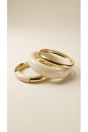 Spazio Işıltılı Metal Detaylı Çoklu Bilezik KEMİK