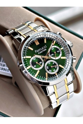 Ferrucci Fonksiyonlu Erkek Kol Saati Çelik Kordon 3 ATM Su Geçirmezlik